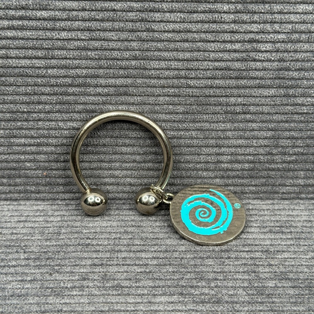 Hpnotiq Liqueur Y2k Silver Tone Horseshoe Keychain Blue Swirl Logo Charm